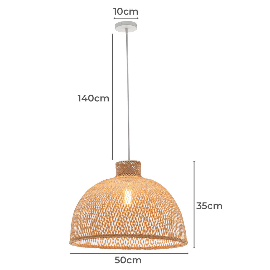 Natural Hand Woven Bamboo Dome Pendant Lamp