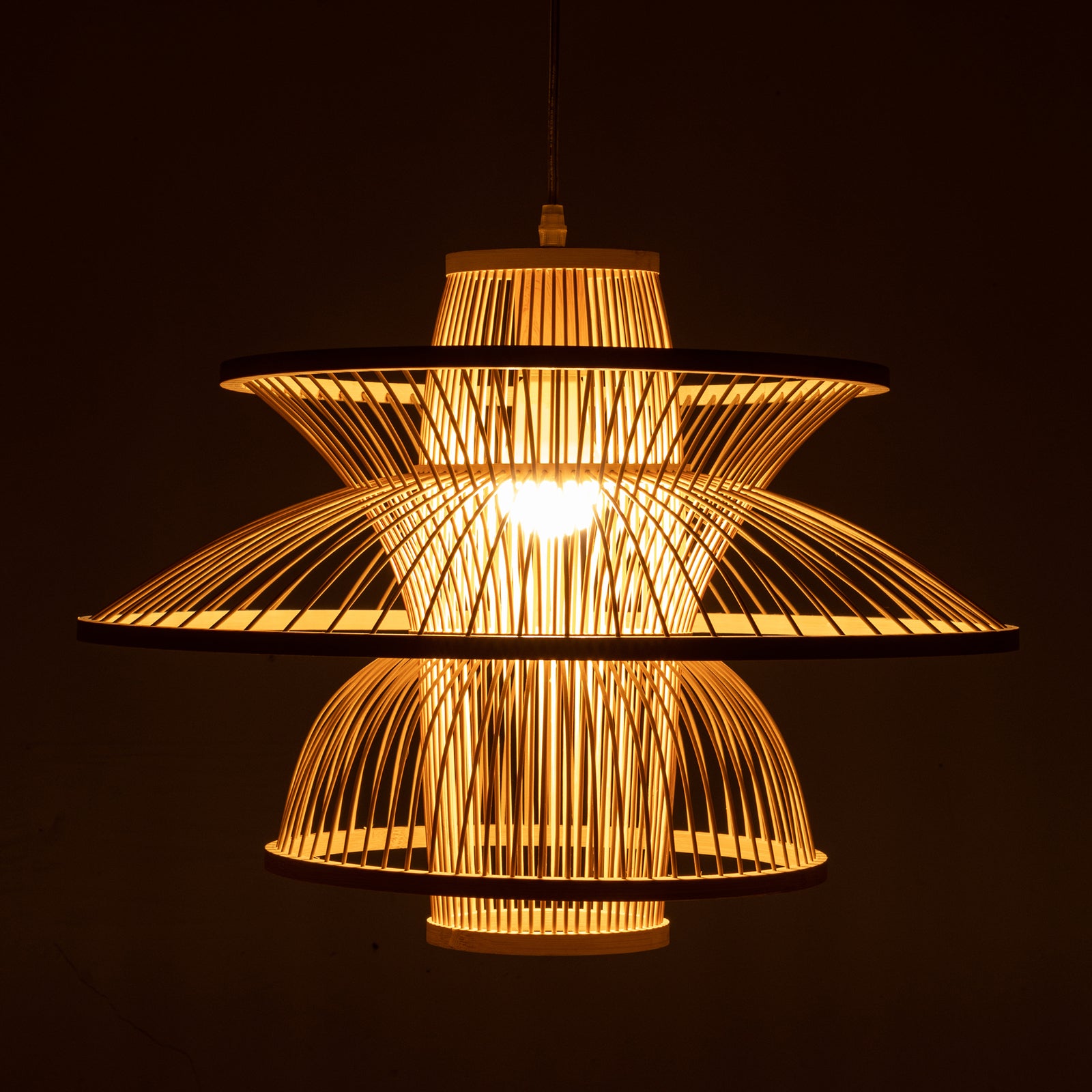 Aurora Hand-Woven Bamboo 3-Layer Pendant Lamp