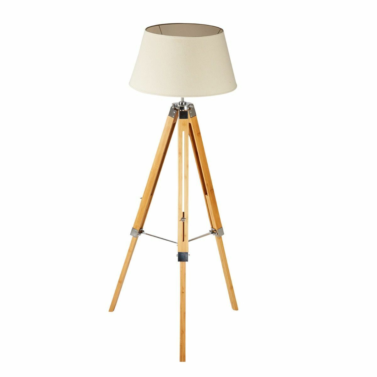 Large Tripod Floor Lamp with Linen Shade