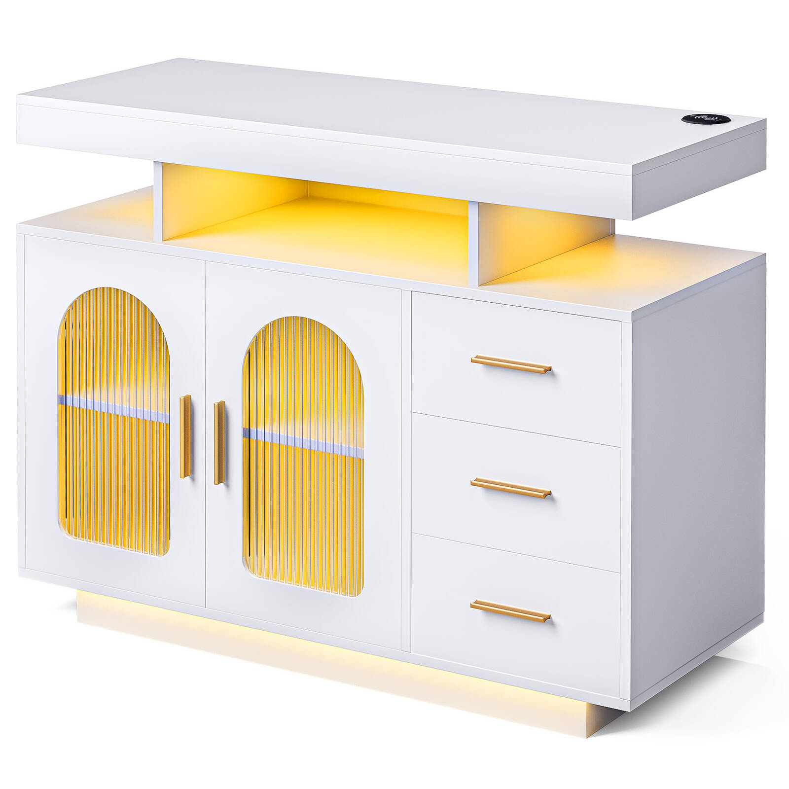 Modern Buffet Sideboard Cabinet with LED Lighting
