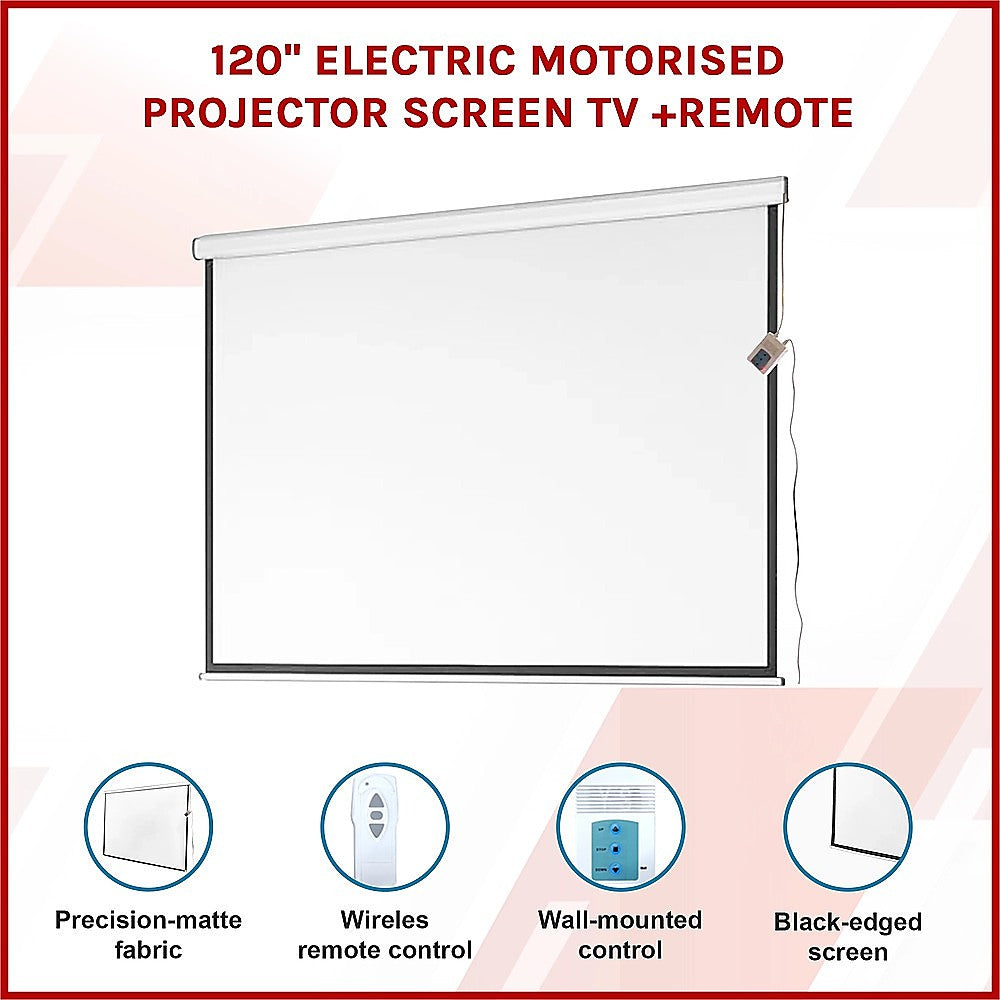 120-Inch Motorized Projector Screen with Remote