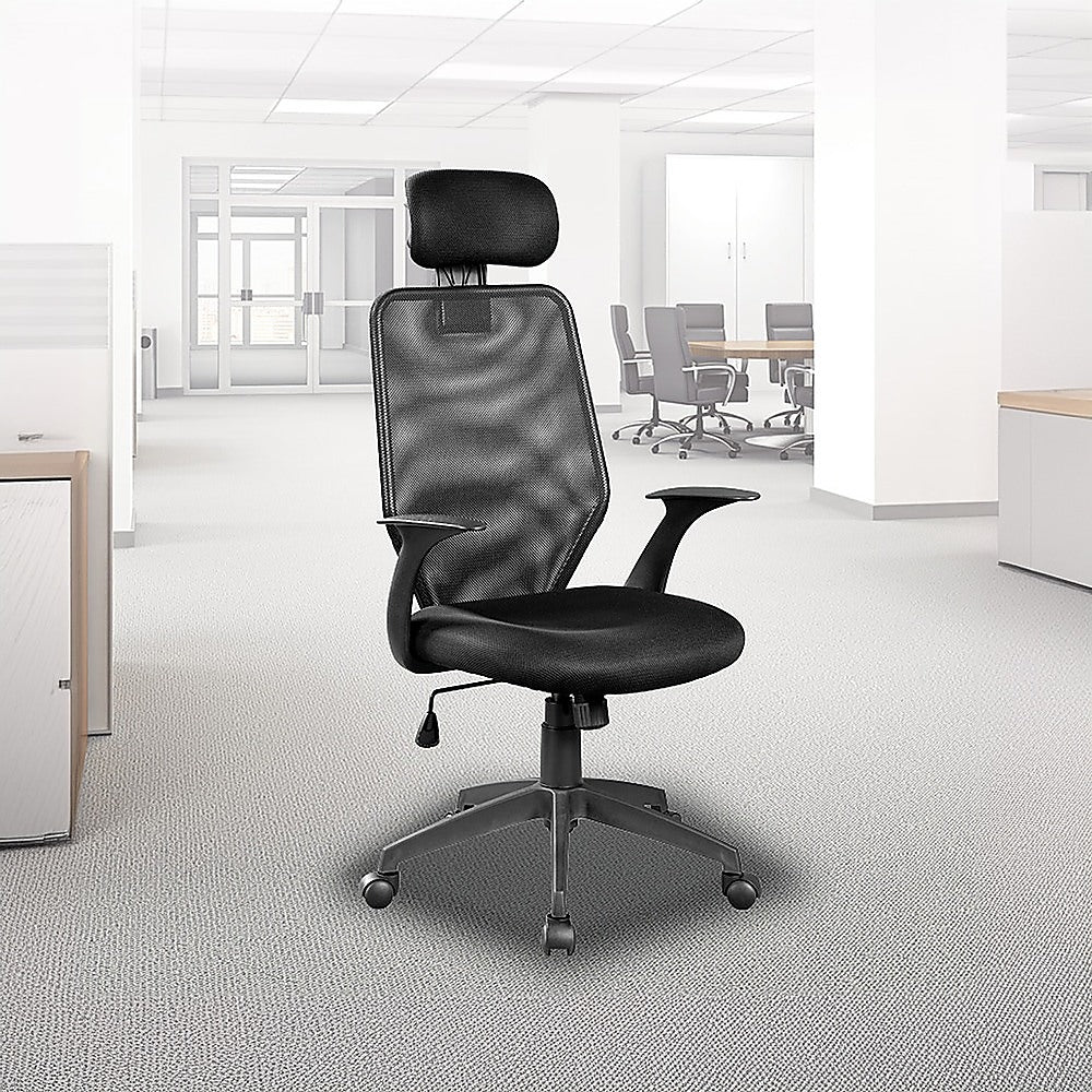 Ergonomic Black Mesh Office Chair with Headrest
