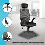 Ergonomic Black Mesh Office Chair with Headrest