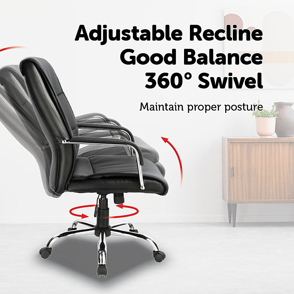 Executive PU Leather Office Chair with Lumbar Support