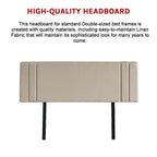 Linen Fabric Double Bed Deluxe Headboard Bedhead - Beige