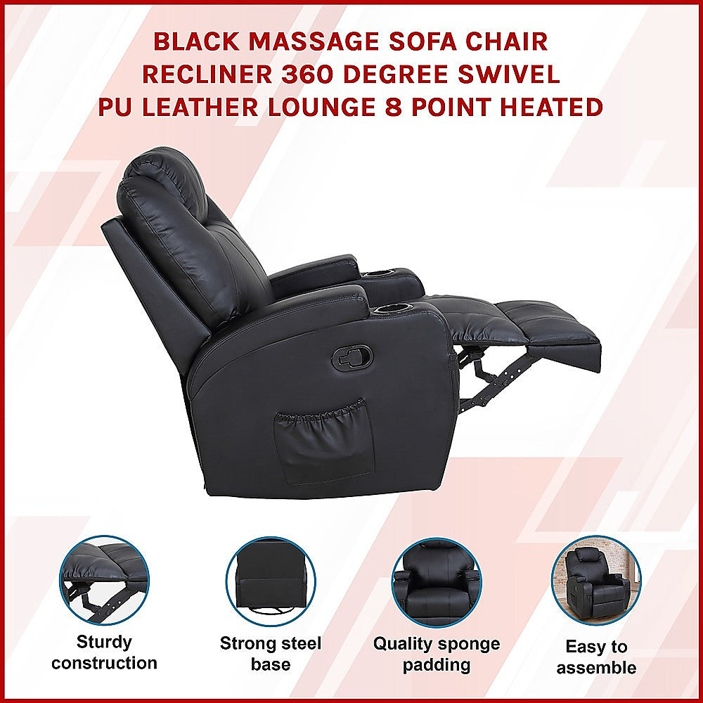 Palermo 360° Swivel Massage Sofa Chair Recliner with Heating Function