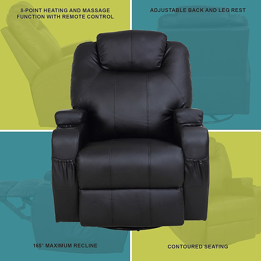 Palermo 360° Swivel Massage Sofa Chair Recliner with Heating Function