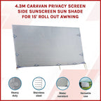 4.3m Caravan Privacy Screen Side Sunscreen Sun Shade for 15' Roll Out Awning