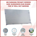 4m Caravan Privacy Screen Side Sunscreen Sun Shade for 14' Roll Out Awning