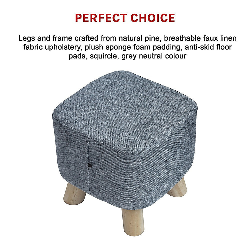 Randy Travis Machinery Grey Fabric Ottoman