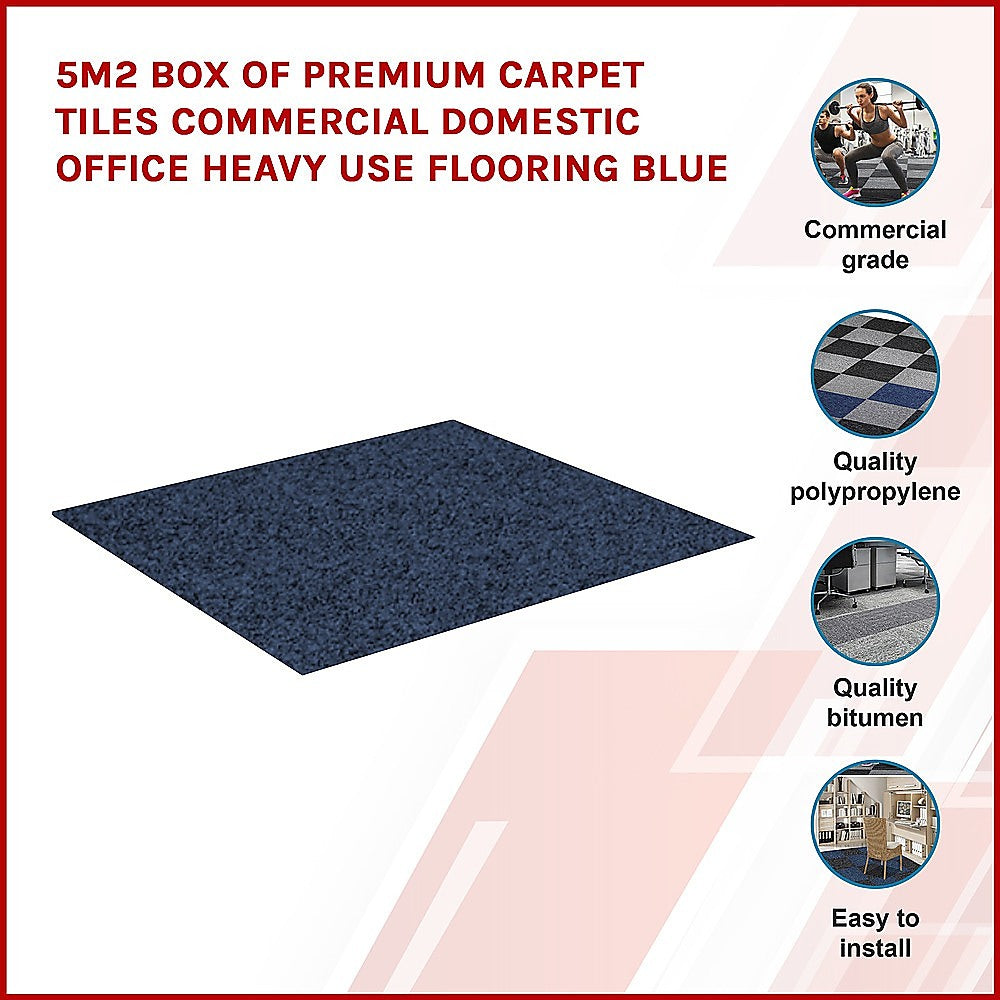 Premium Blue Carpet Tiles for Heavy Use 5m²