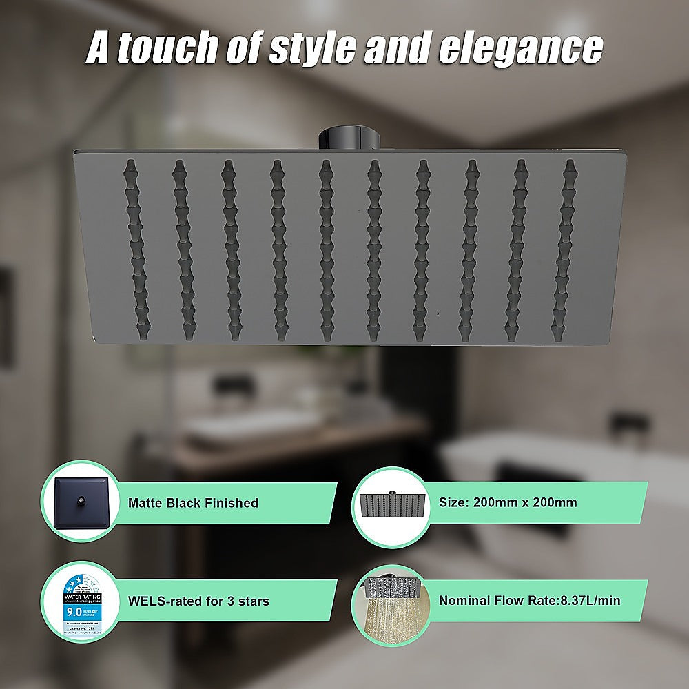 Della Francesca 200mm Matte Black Shower Head