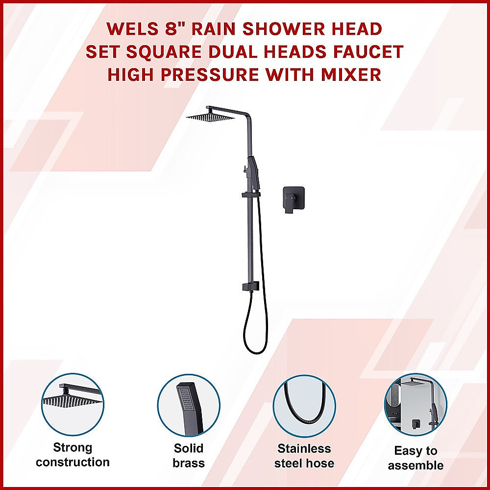 WELS 8" Dual Rain Shower Head Set