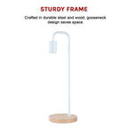 Modern Table lamp Desk Light Timber Base Bedside Bedroom White