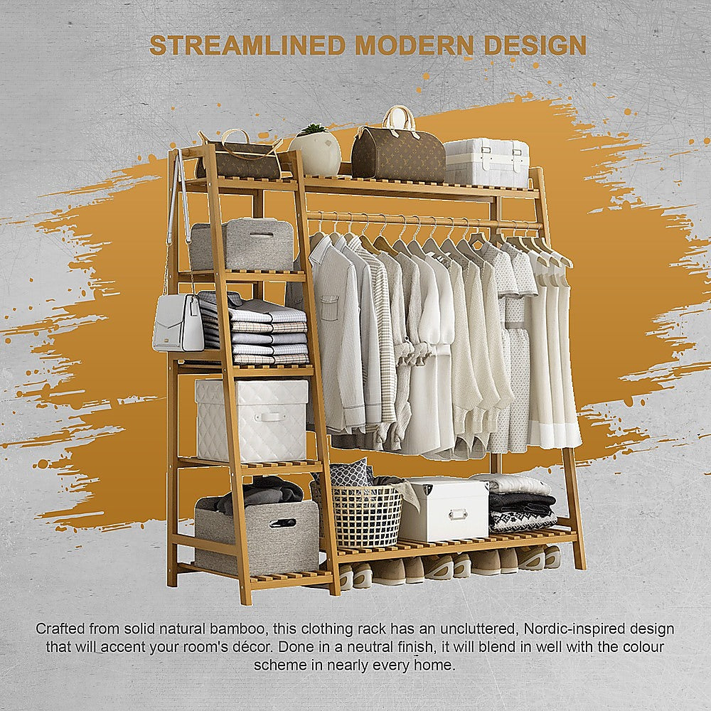 Eco-Friendly Bamboo Portable Clothes Rack