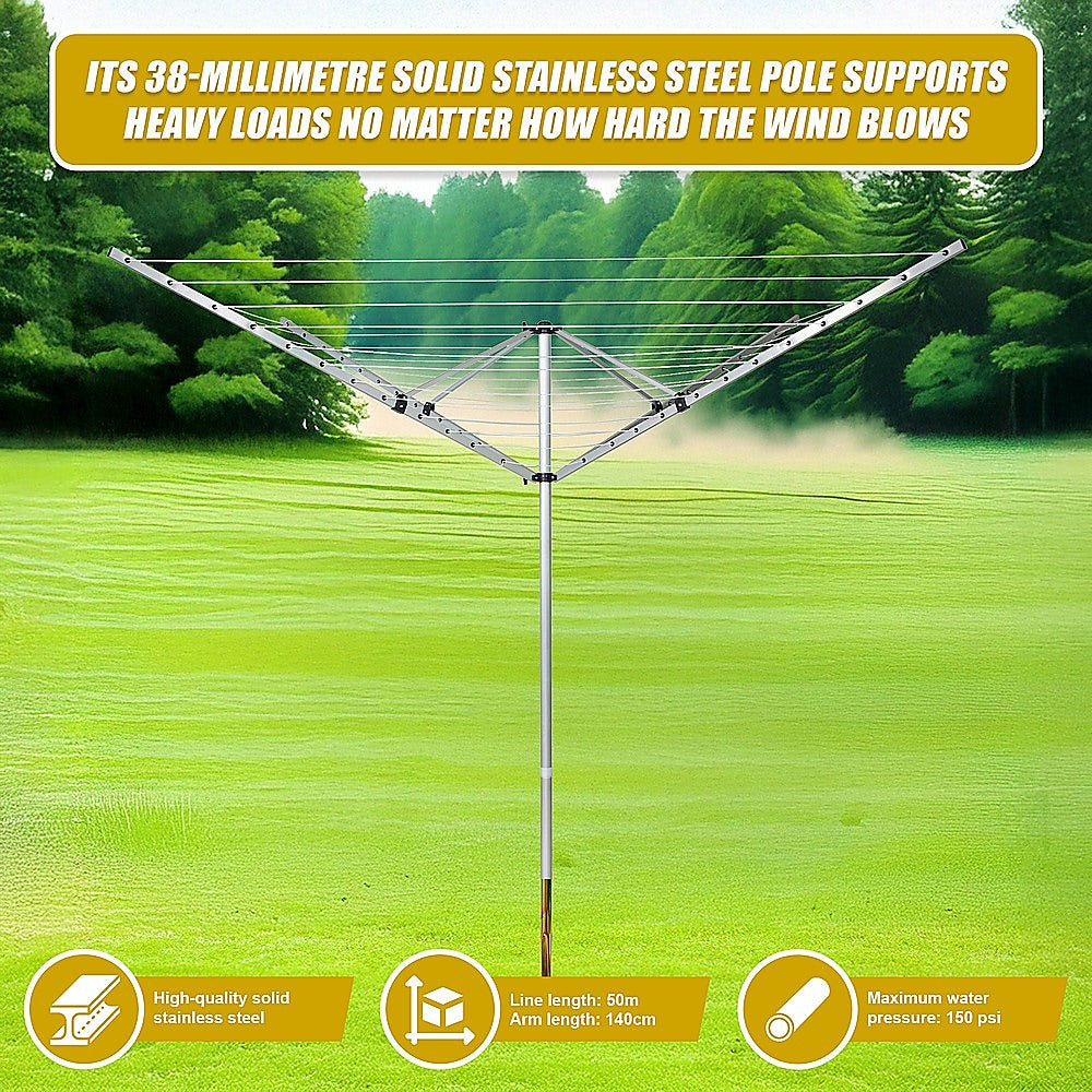 4 Arm 50m Rotary Outdoor Clothes Dryer