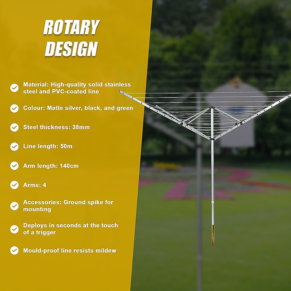4 Arm 50m Rotary Outdoor Clothes Dryer