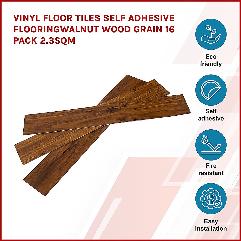 Self-Adhesive Walnut Wood Grain Vinyl Tiles