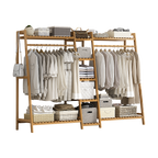 Elegant Bamboo Portable Clothes Rack Stand