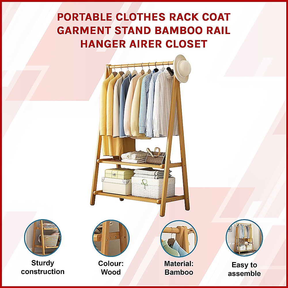 Eco-Friendly Bamboo Portable Clothing Rack