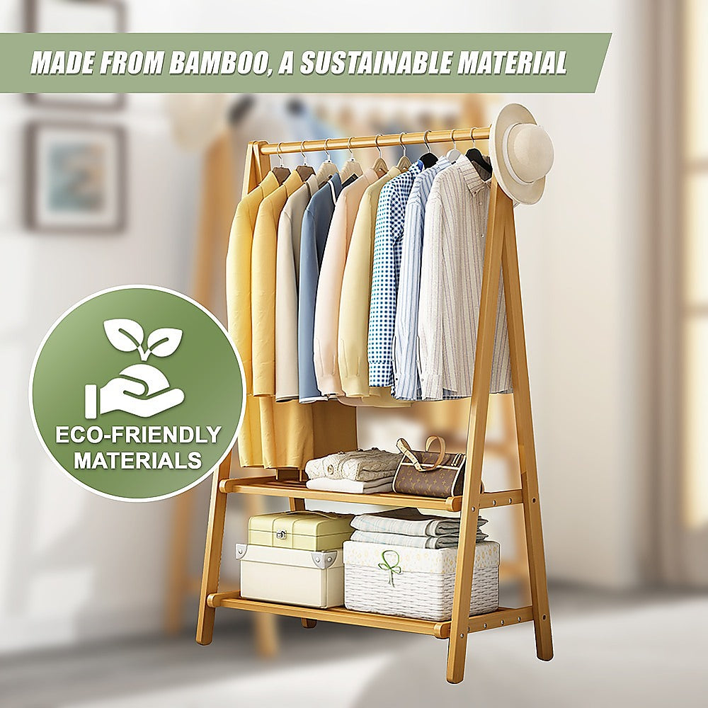Eco-Friendly Bamboo Portable Clothing Rack