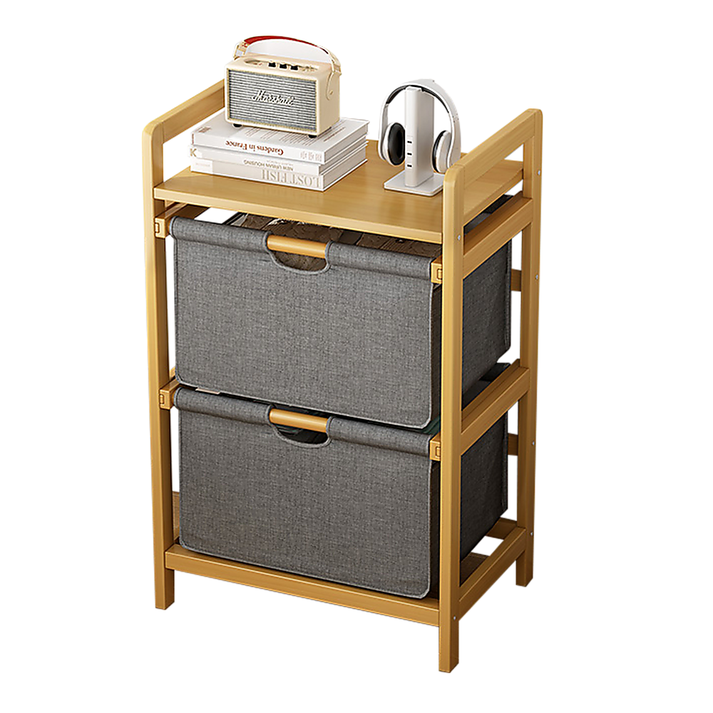 Bamboo Shelf with Removable Storage Hamper