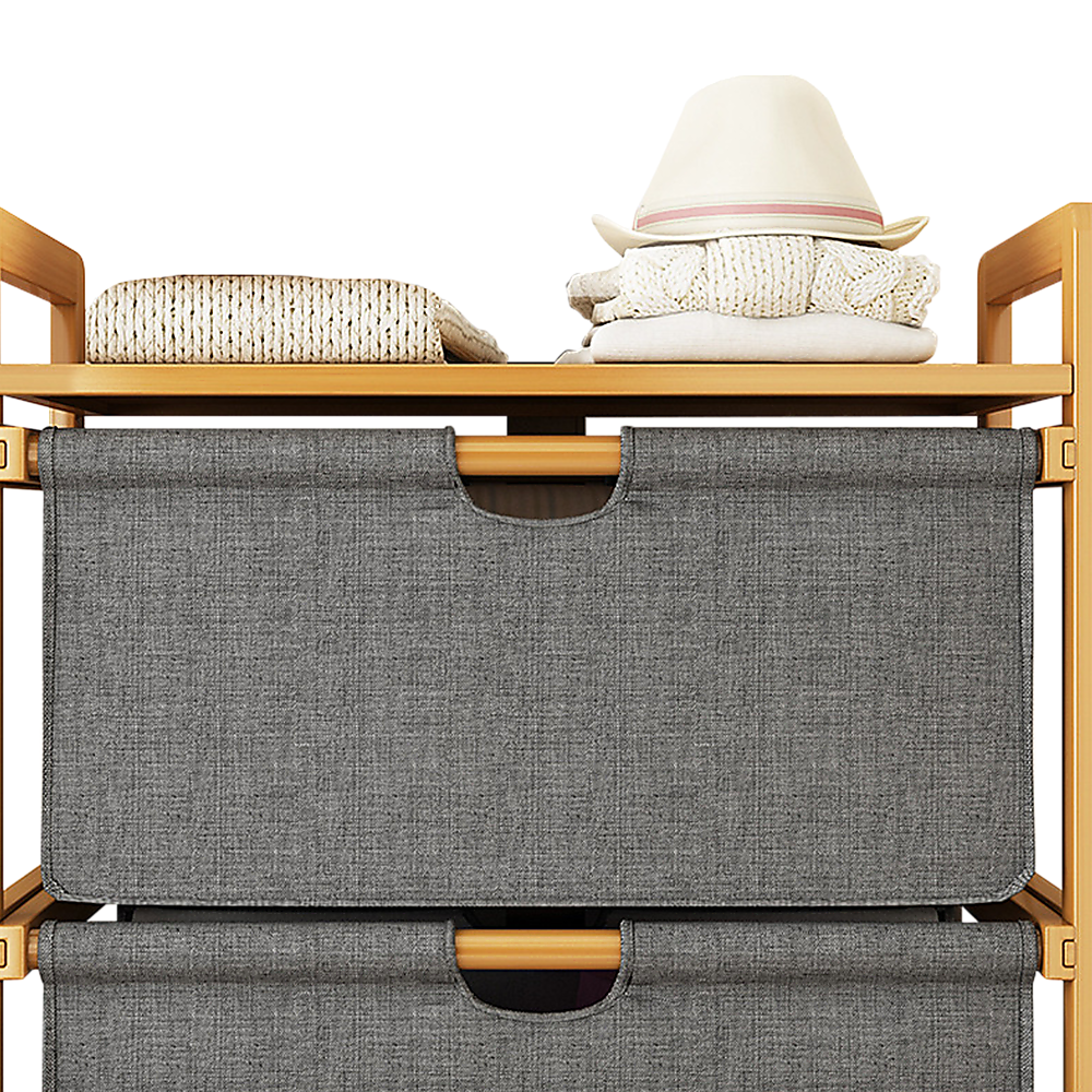 Bamboo Shelf with Removable Storage Hamper