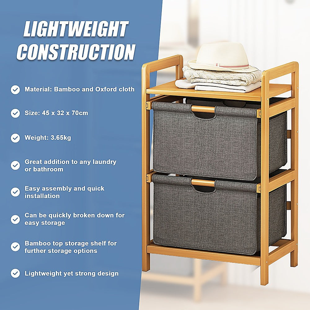 Bamboo Shelf with Removable Storage Hamper