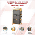 Bamboo Storage Shelf with Removable Hampers