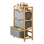 Bamboo Storage Shelf with Removable Hampers