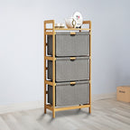 Bamboo Storage Shelf with Removable Hampers