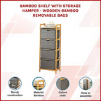 Bamboo Storage Shelf with Removable Hamper