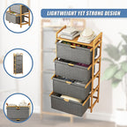 Bamboo Storage Shelf with Removable Hamper