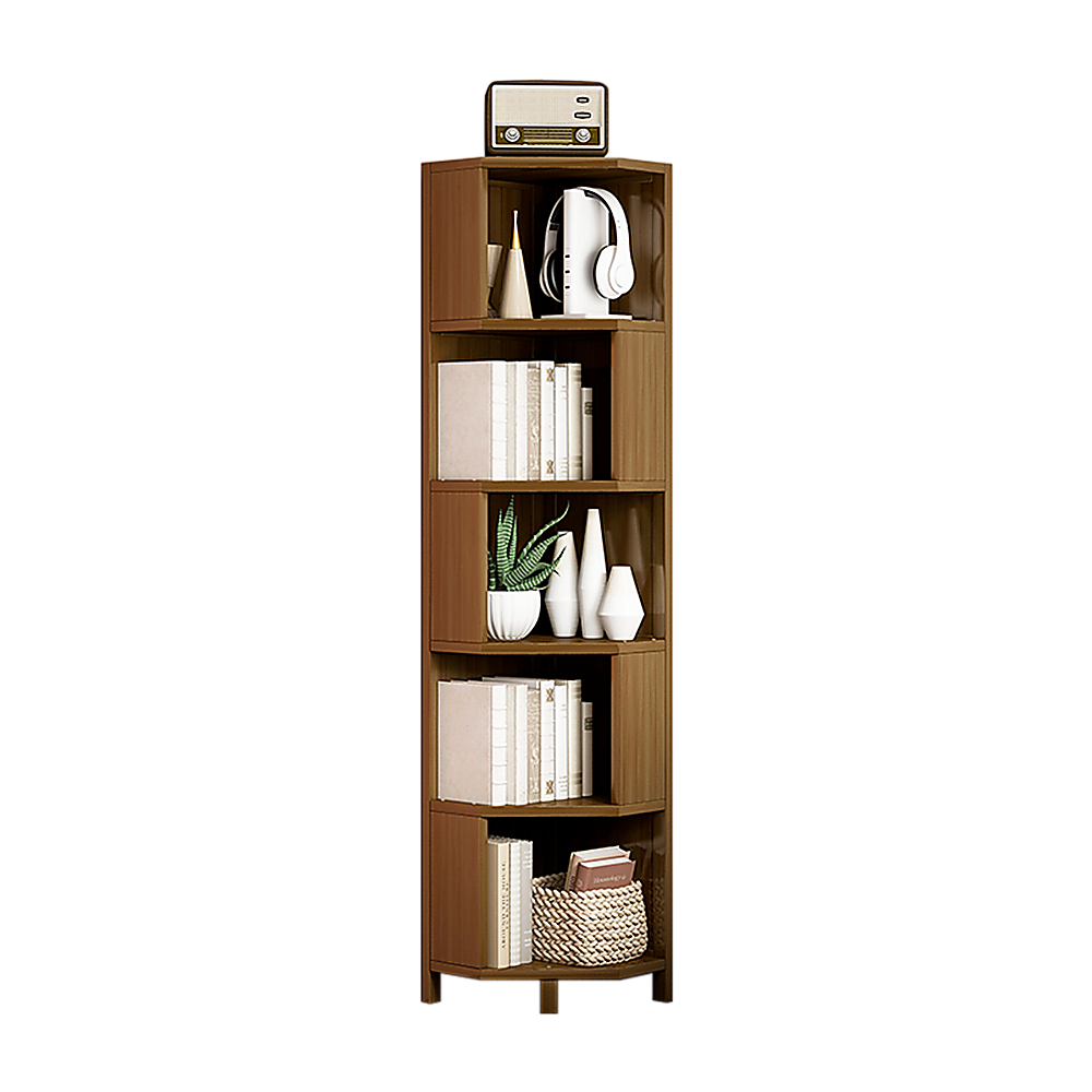 Industrial 5-Shelf Corner Bookcase