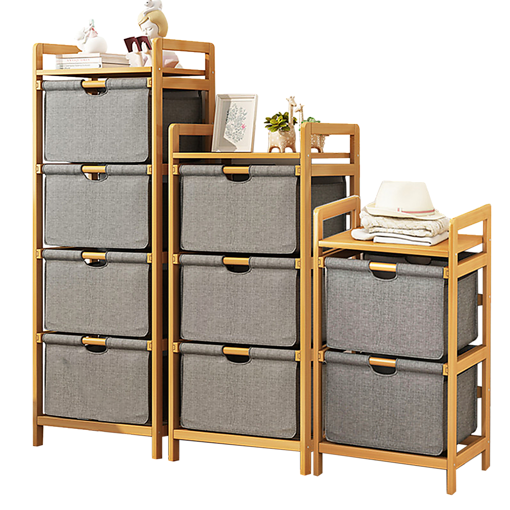 Bamboo Shelf & Hampers Storage Set