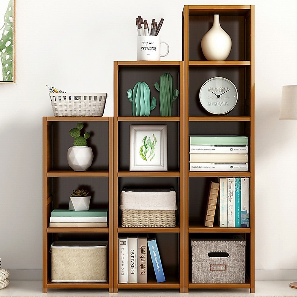 Bamboo Adjustable Bookcase Storage Rack Set