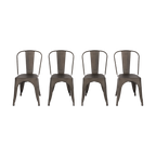 Vintage Metal Stackable Dining Chairs Set of 4