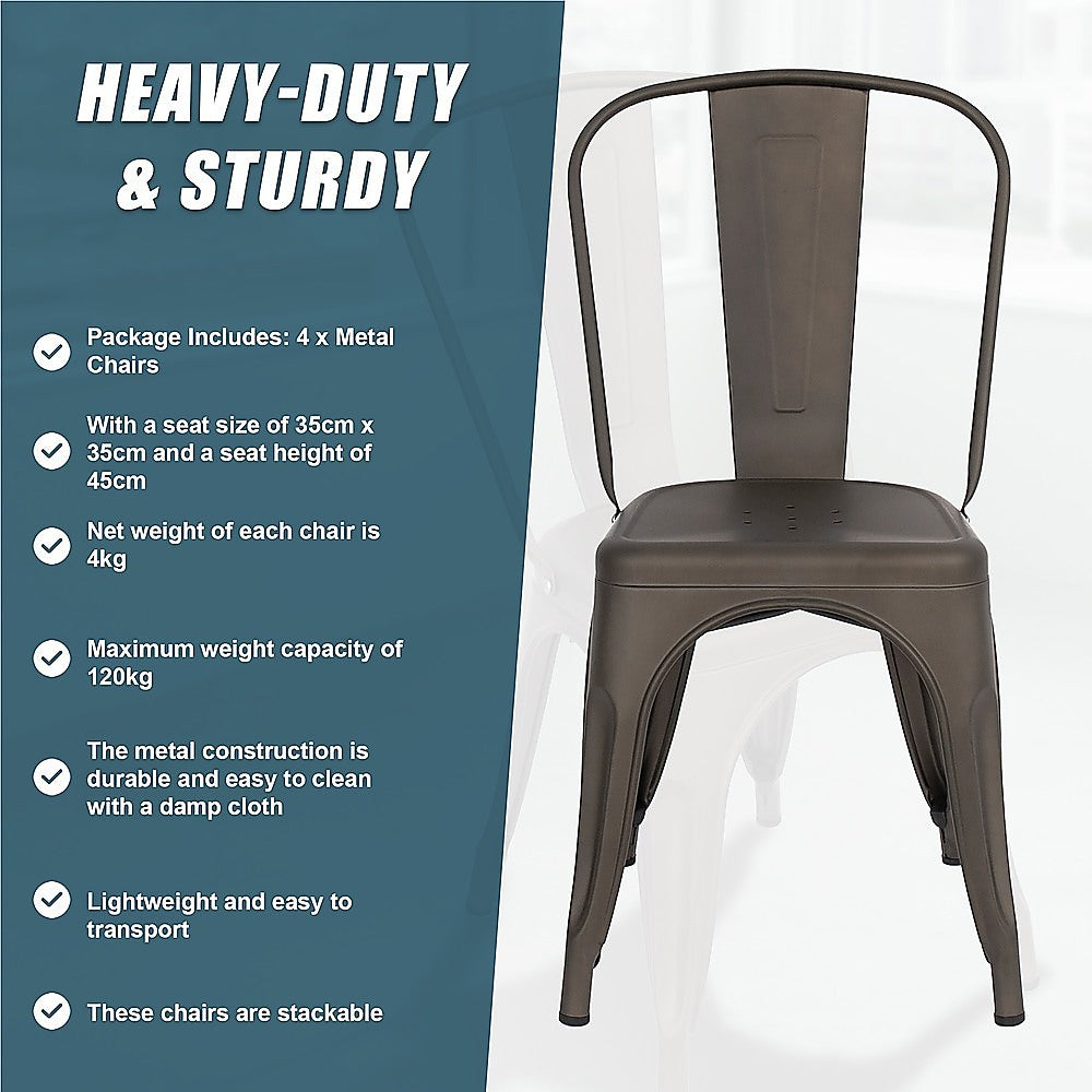 Vintage Metal Stackable Dining Chairs Set of 4