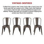 Vintage Metal Stackable Dining Chairs Set of 4