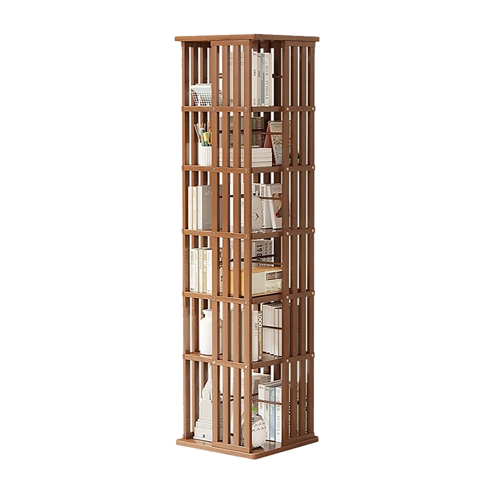 360 Rotating Bamboo Bookshelf in Dark Wood