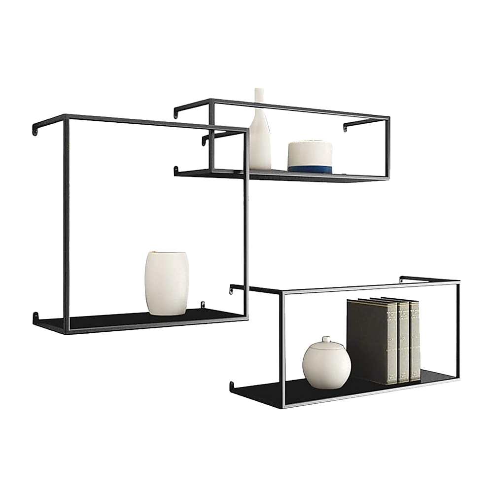 Retro Industrial Floating Shelves - Black Metal