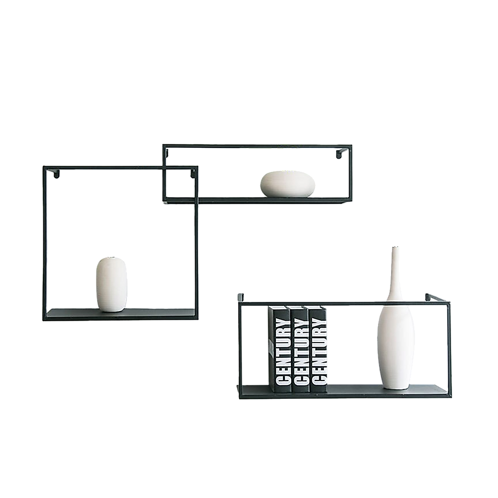 Retro Industrial Floating Shelves - Black Metal