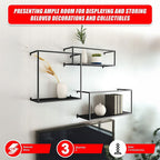 Retro Industrial Floating Shelves - Black Metal