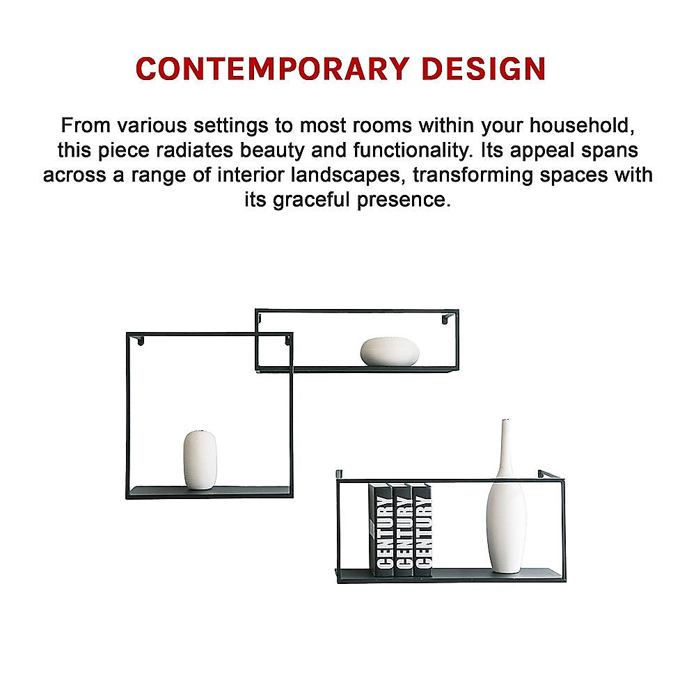 Retro Industrial Floating Shelves - Black Metal