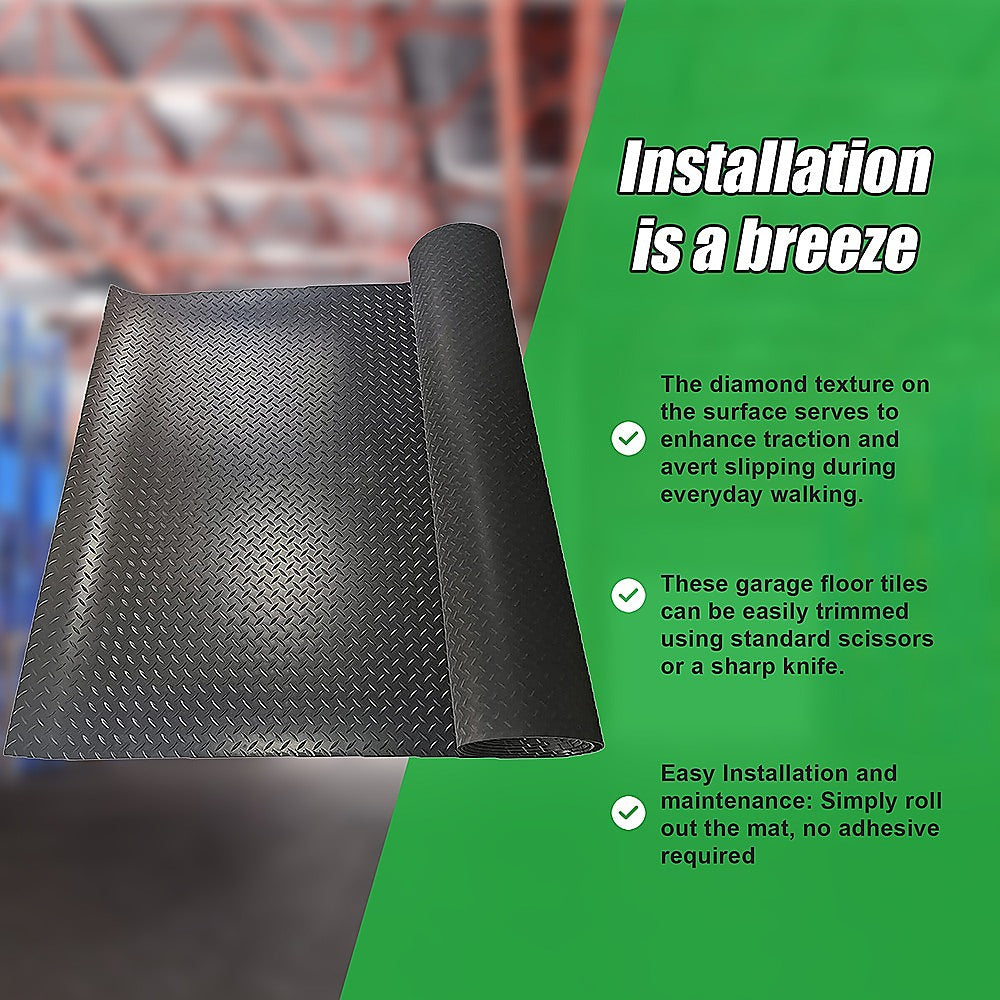 Non-Slip Diamond Plate Garage Floor Mat