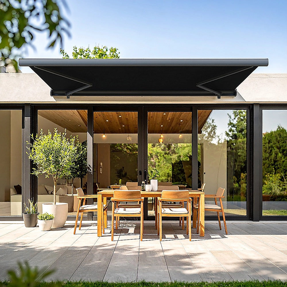 5.0m x 3.0m Retractable Folding Arm Awning Heavy Duty Full Cassette Motorised