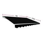 Outdoor Folding Arm Awning Retractable Sunshade Canopy Black 4.0m x 2.5m