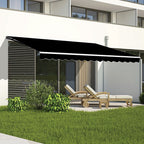 Outdoor Folding Arm Awning Retractable Sunshade Canopy Black 4.0m x 3.0m