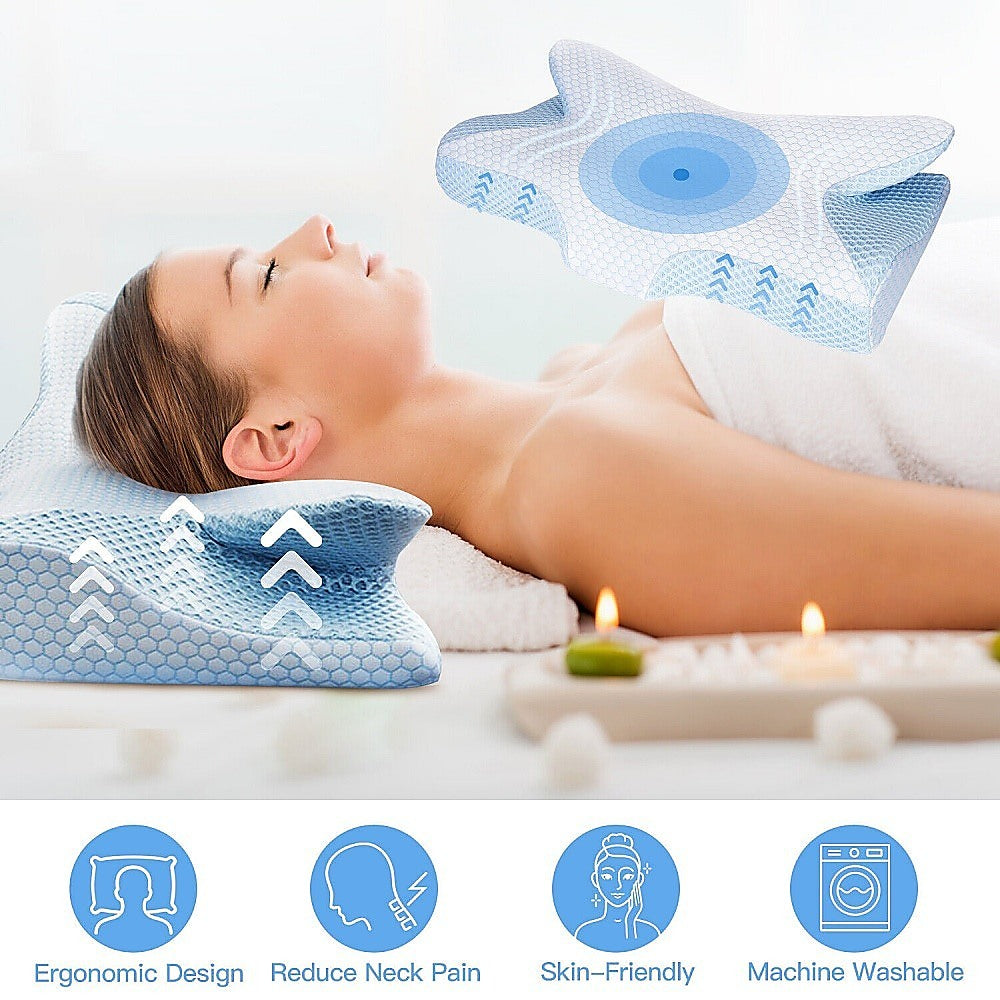 Ergonomic Memory Foam Neck Support Pillow