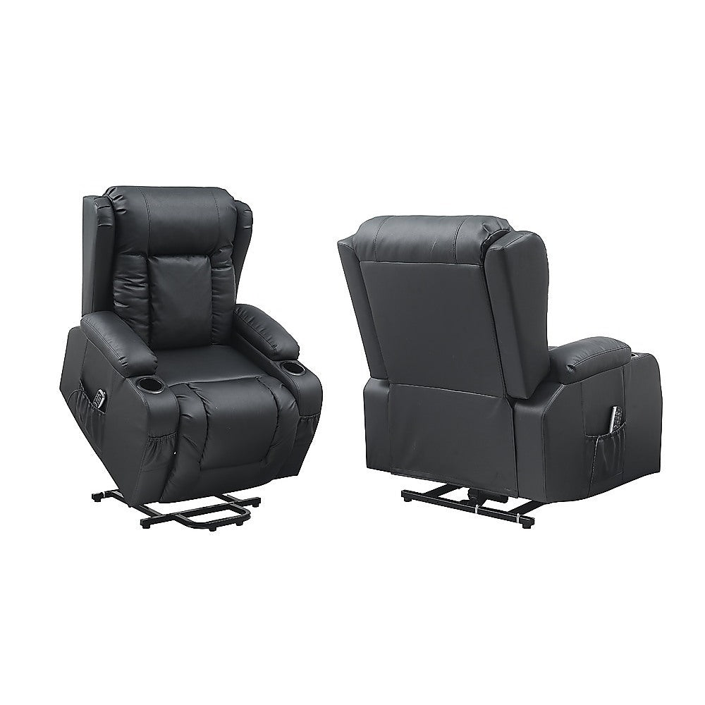 Lift Heated Leather Recliner with Electric Massage and USB Port